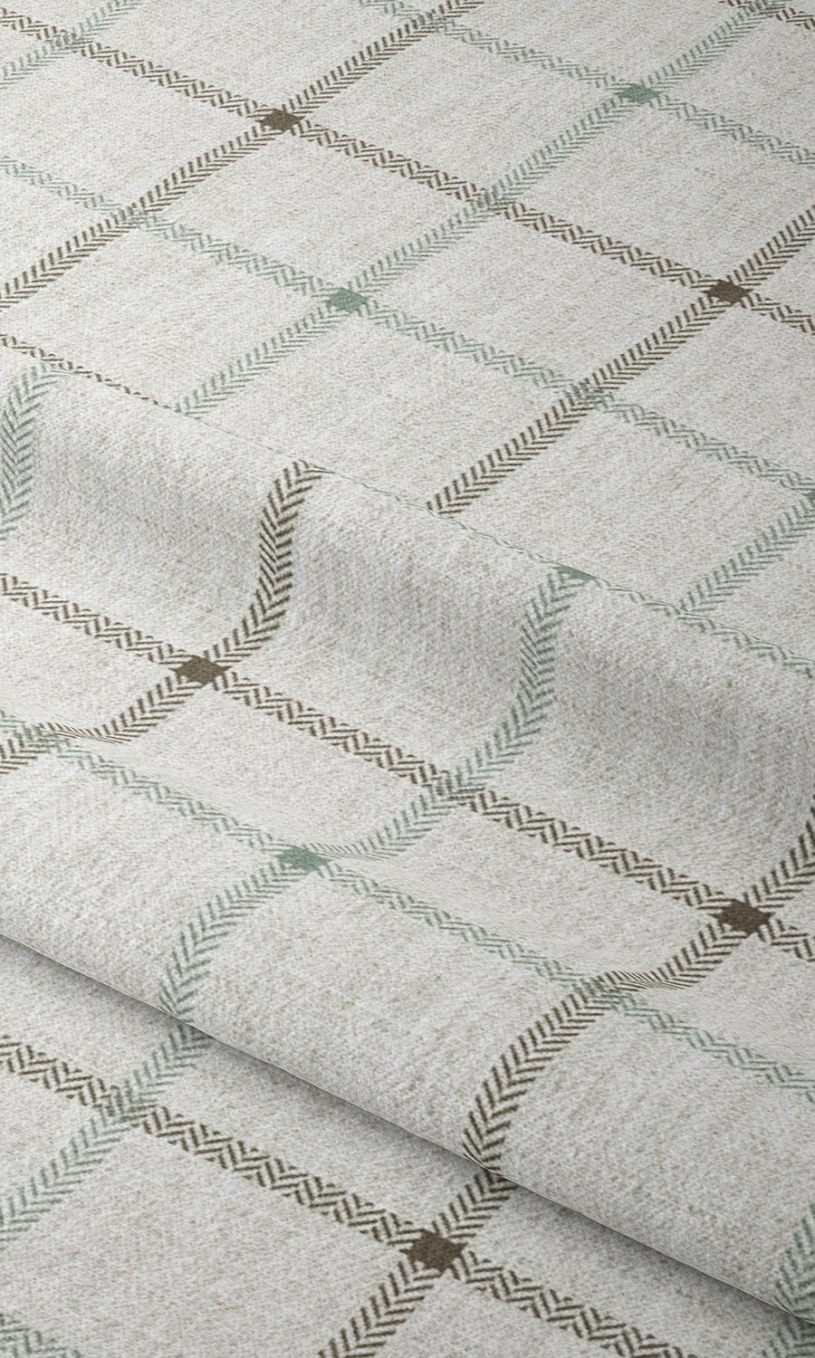 Check Patterned Window Treatments Fabric By the Metre (Parchment White/ Blue)