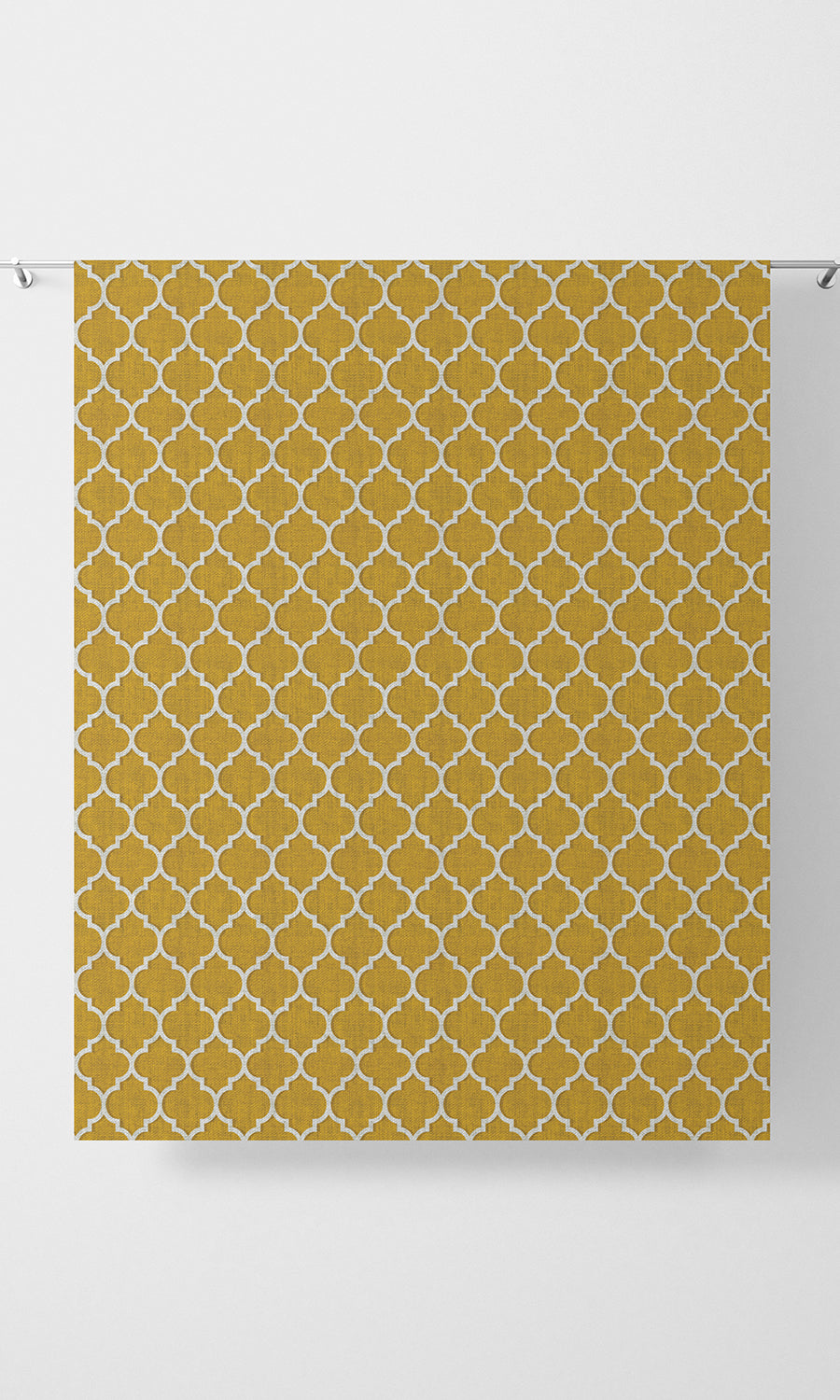 Trellis Tile Print Home Textile Fabric Material Sample (Yellow/ White)