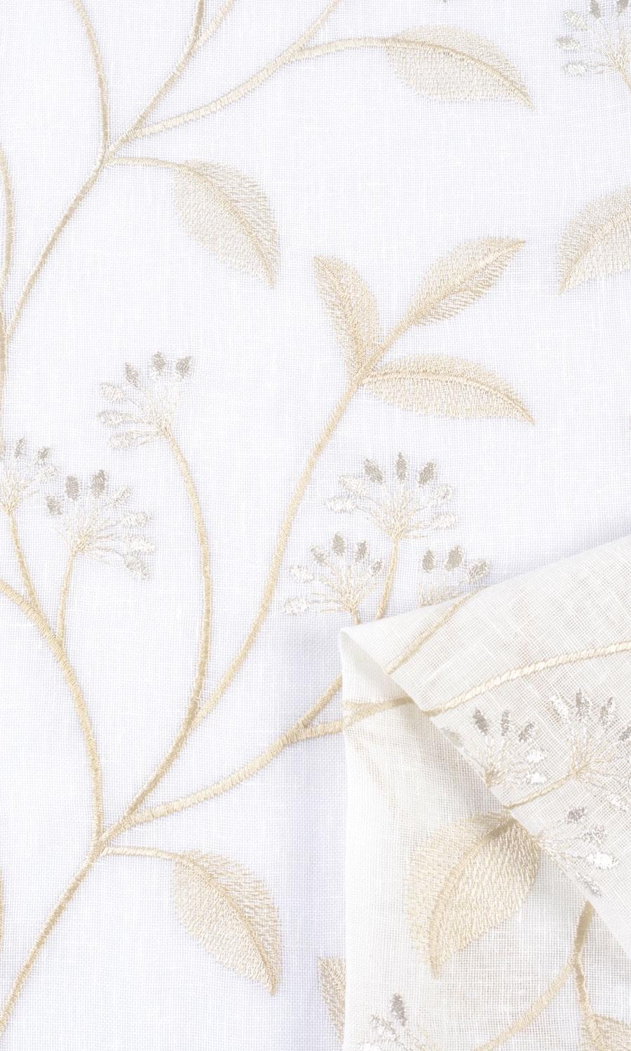 Sheer Floral Embroidered Shades (White/ Beige) for Living, Bedroom, Kitchen, Bathroom
