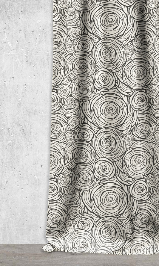 Printed Home Décor Fabric Sample (Black/ Milky White)