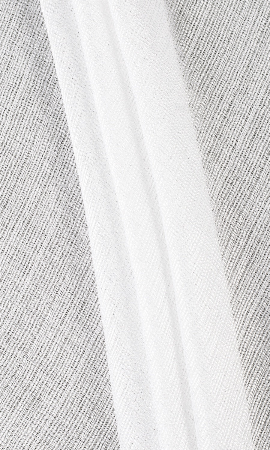 Textured Striped Sheer Home Textile Fabric Material By the Metre (White)