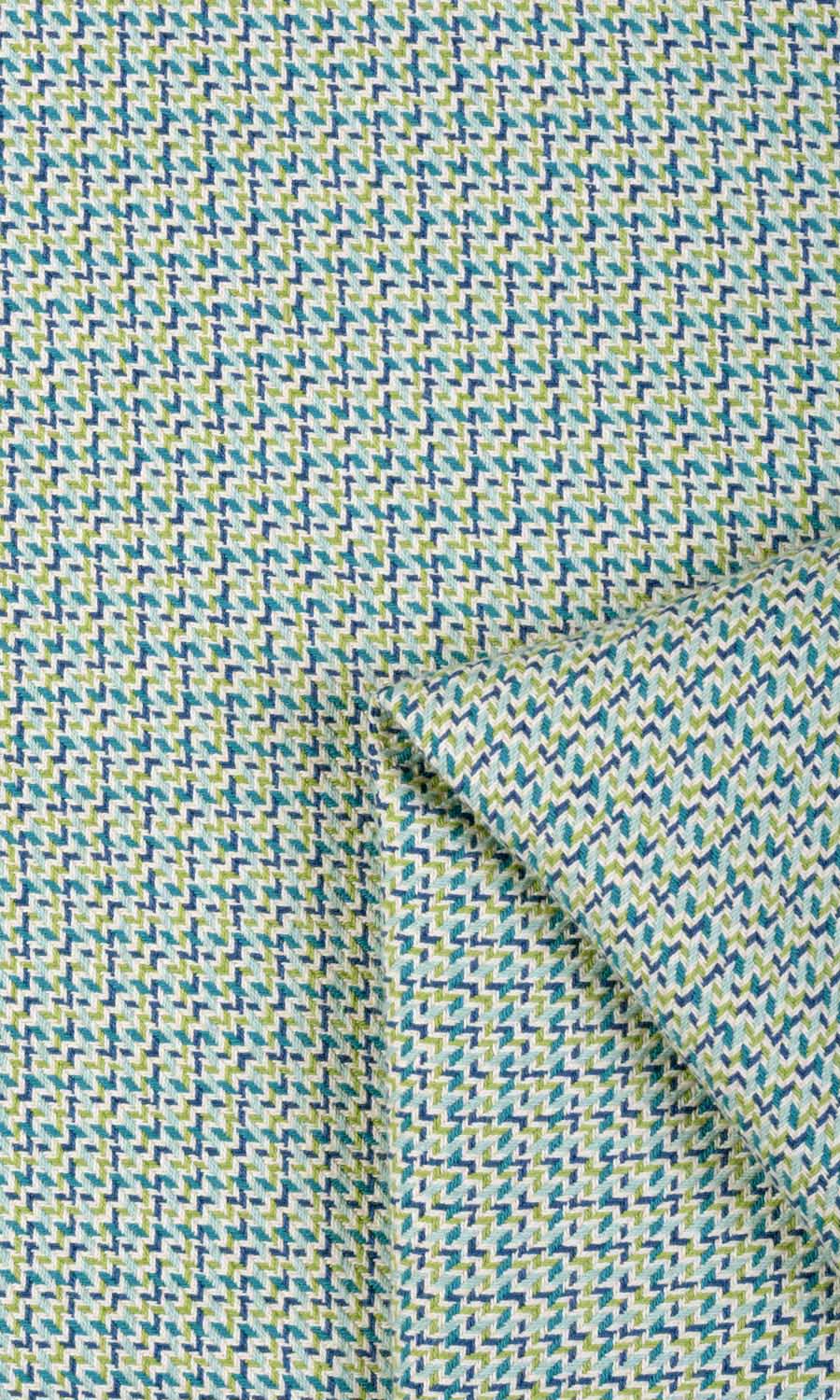 Houndstooth Patterned  Fabric Sample for Roman Blinds & Shades (Blue/ Green)