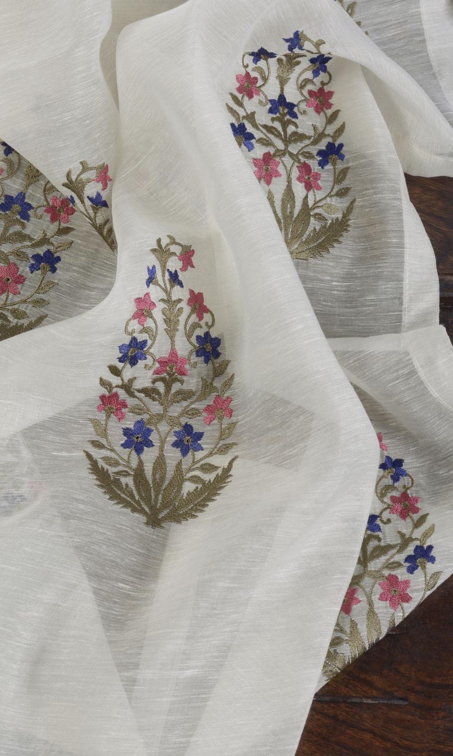 Sheer Floral Paisley Any Size Style Roman Blinds (Cream/ Pink/ Blue)