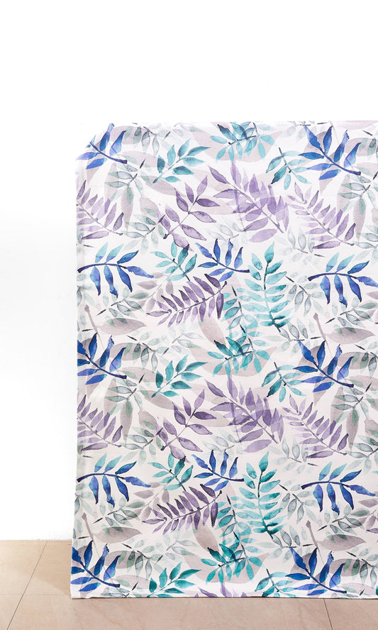 Floral Cotton Home Décor Fabric Sample (Purple/ Blue/ Gray)