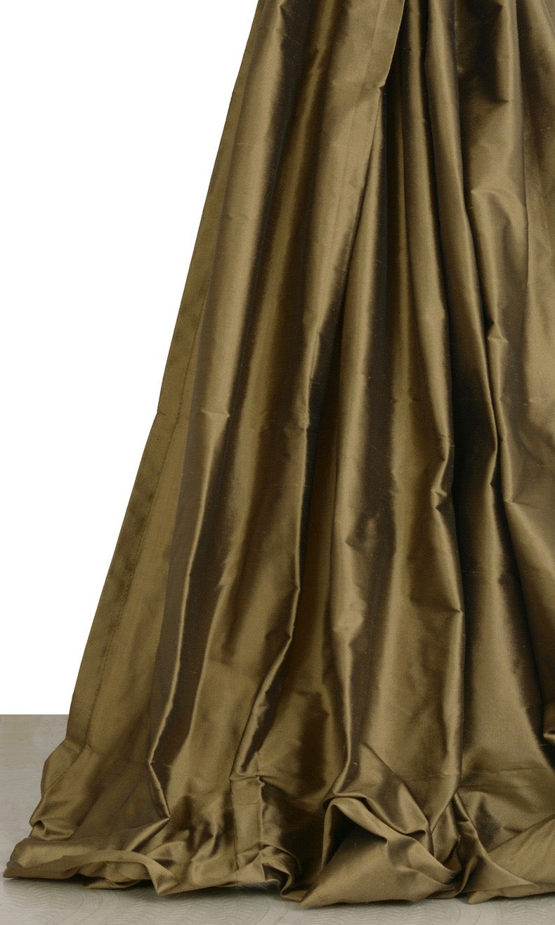 Shantung Silk Window Treatments Fabric By the Metre (Dark Olive Green)