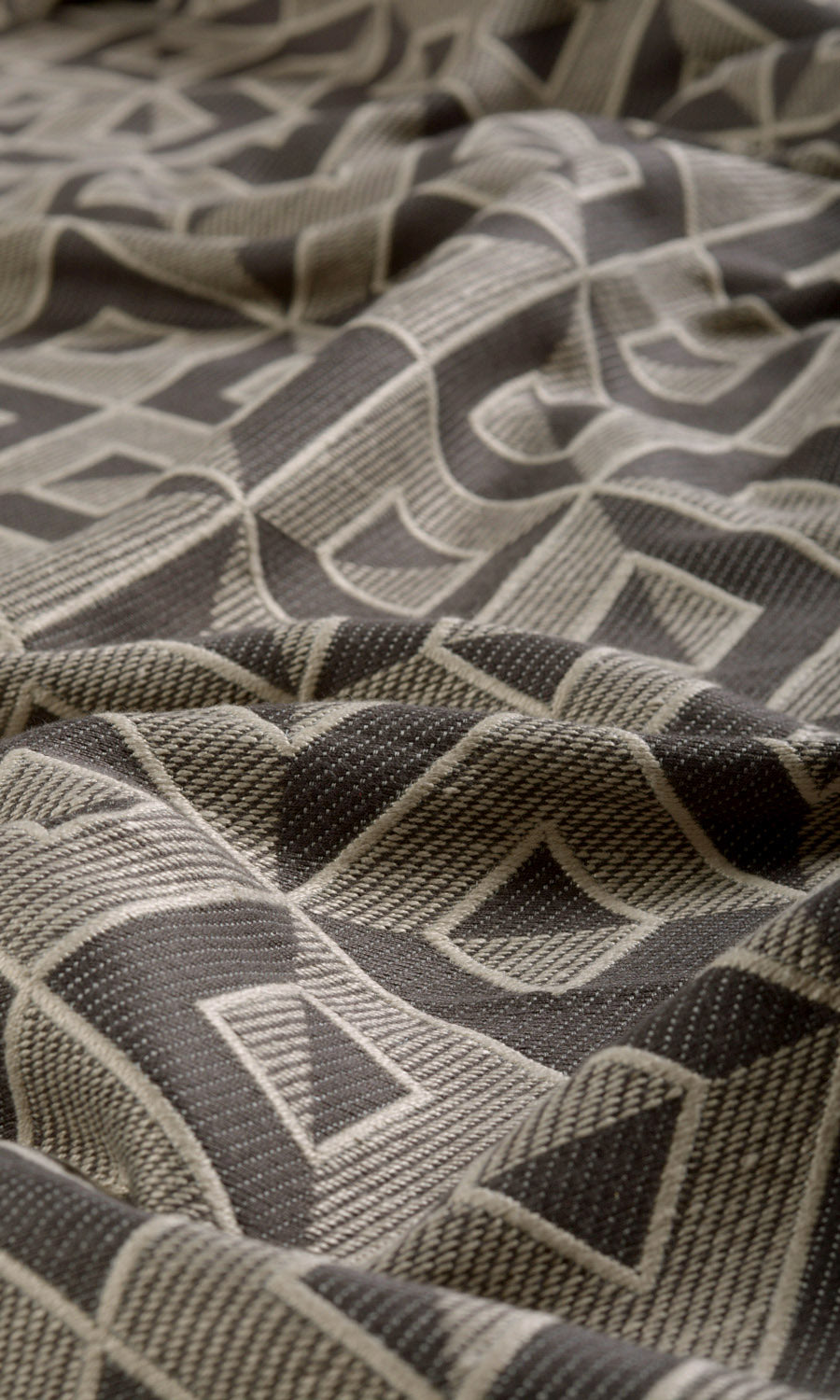 Geometric Fabric By the Metre for Roman Blinds & Shades (Charcoal Grey)