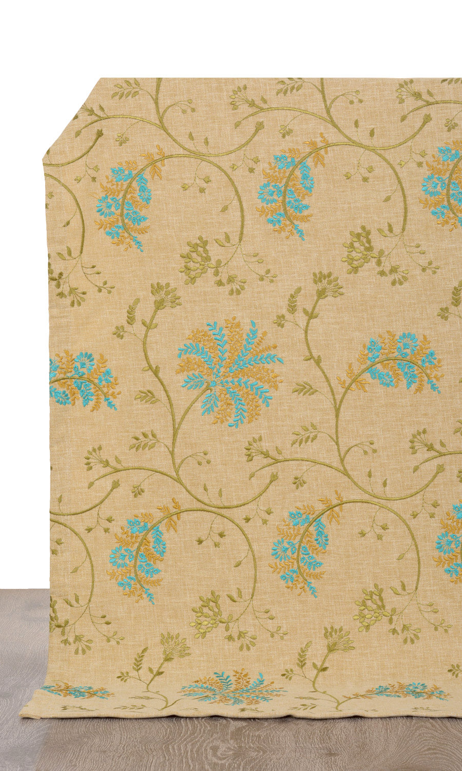 Floral Embroidery Window Treatments Fabric By the Metre (Beige/ Brown/ Green/ Blue)