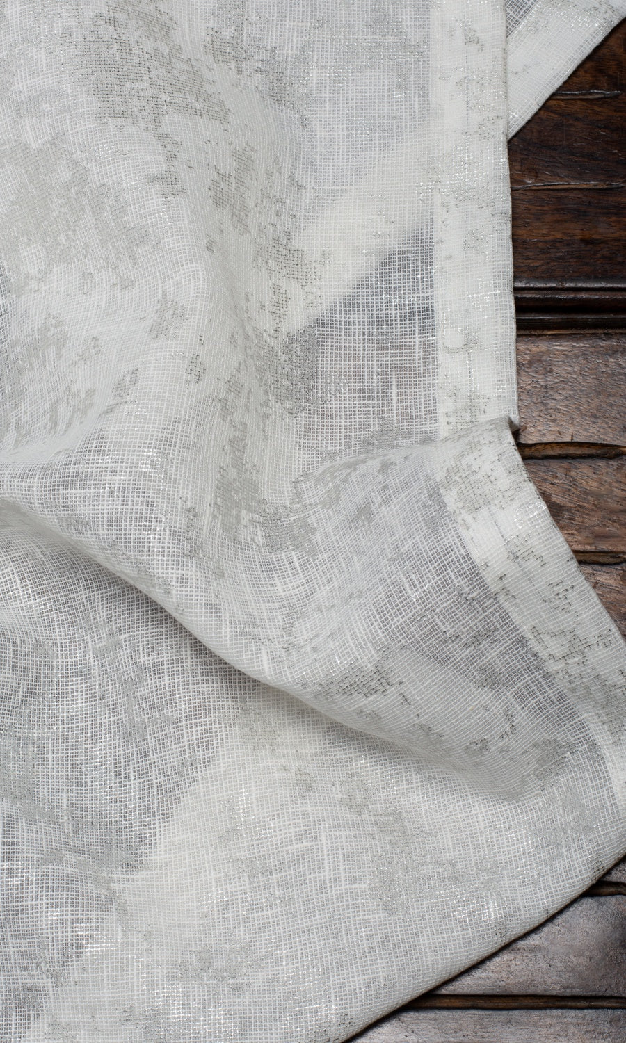 Metallic Accented Window Treatments Fabric By the Metre (White/ Silver)