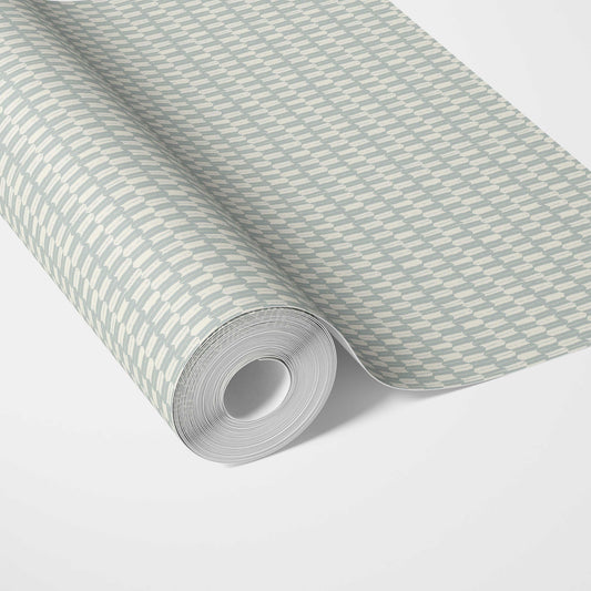 Modern Geometric Micro-Print Traditional Wallpaper (Duck Egg Blue/ White)