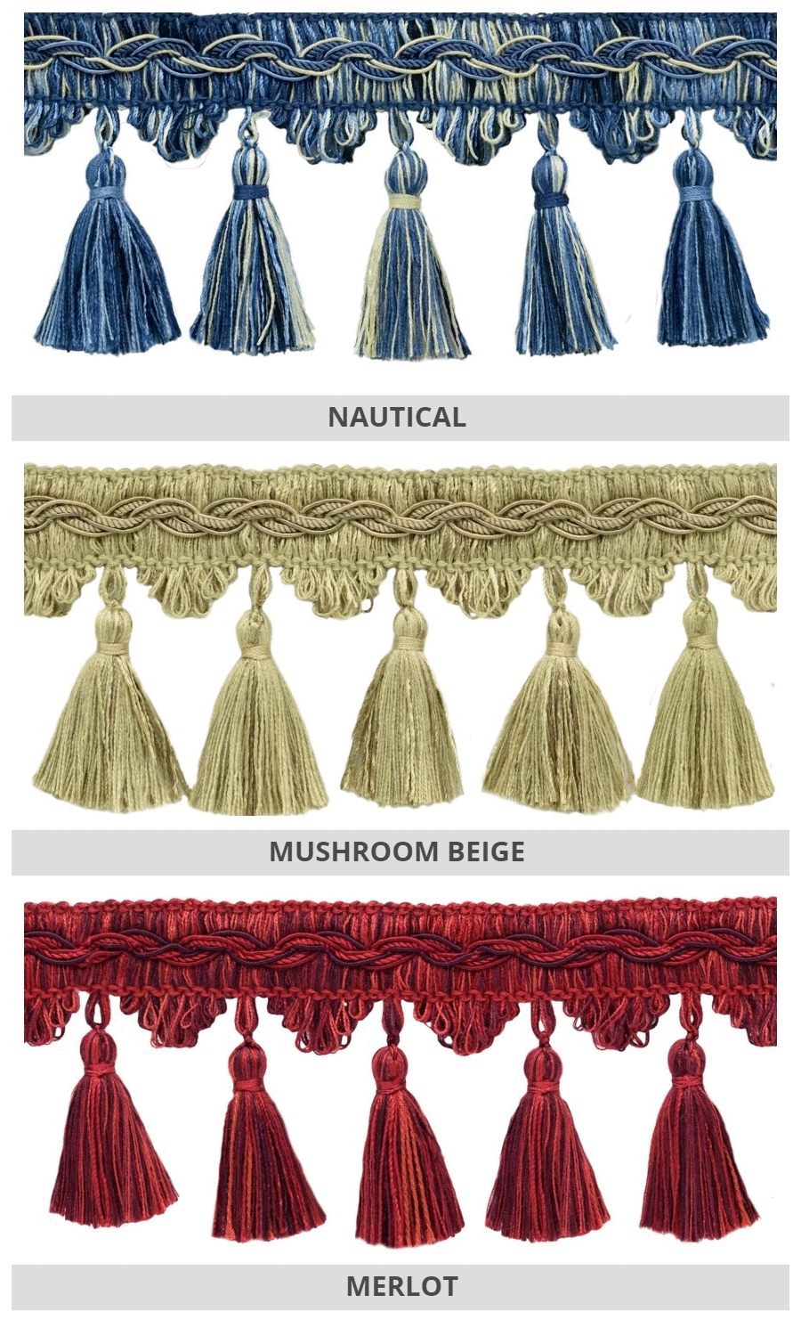 Roman blind tassels and trims