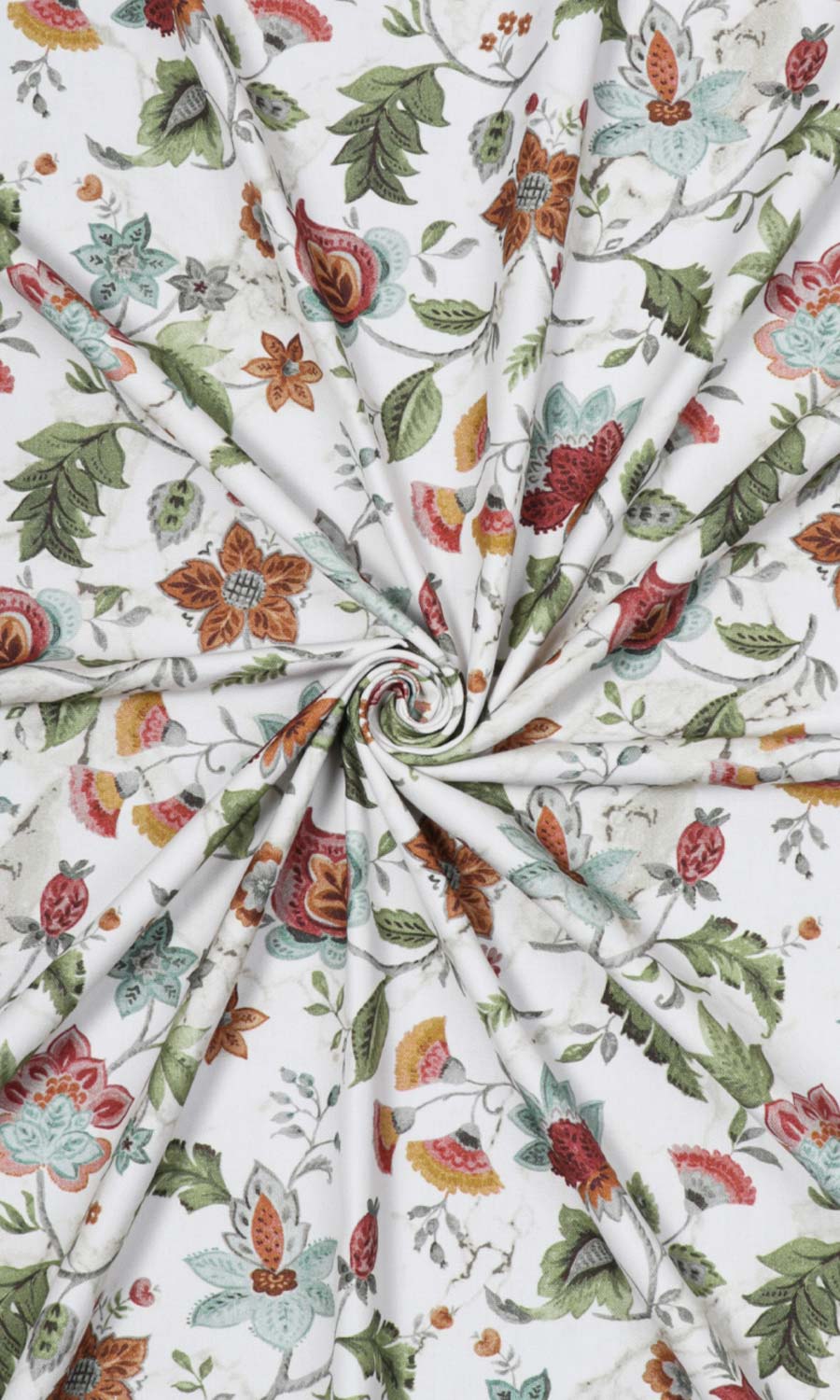 Floral Cotton Roman Shades (White/ Green/ Red) Extra Long Short Wide