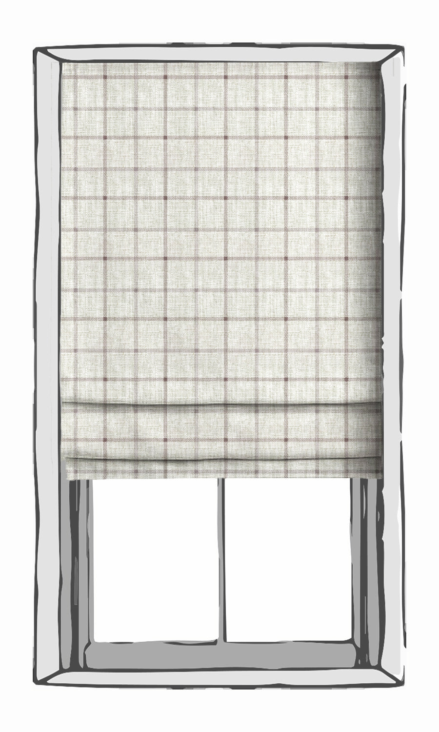 Check Patterned Window Treatments Fabric By the Metre (Oatmeal White)