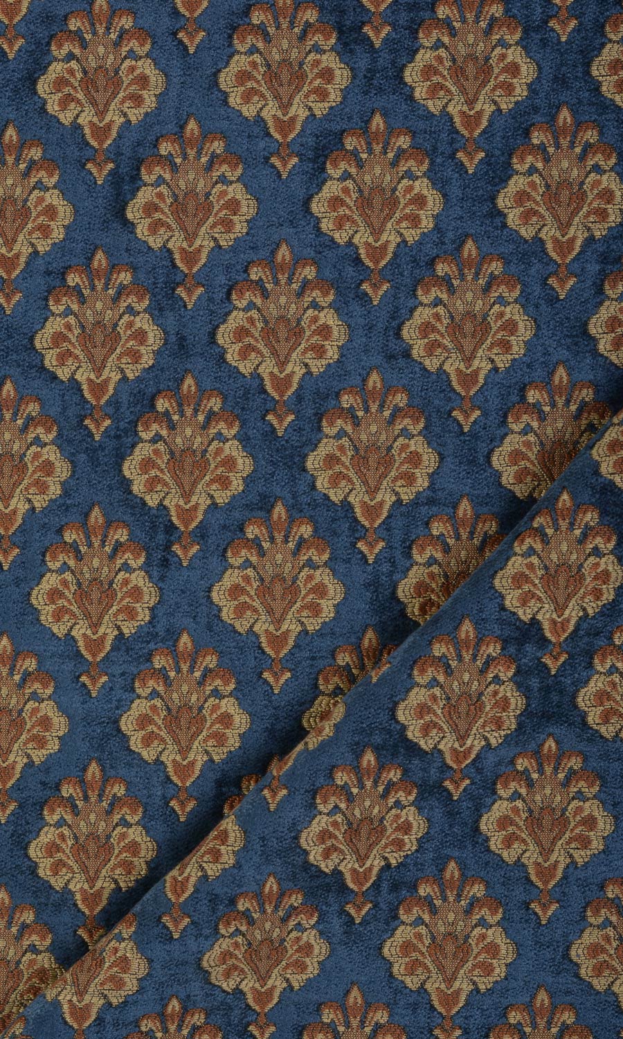 Velvet Roman Blinds (Navy Blue and Gold) for Living, Bedroom, Kitchen, Bathroom