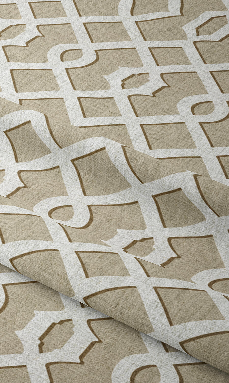 Trellis Patterned Fabric Material By the Metre (Beige & White)