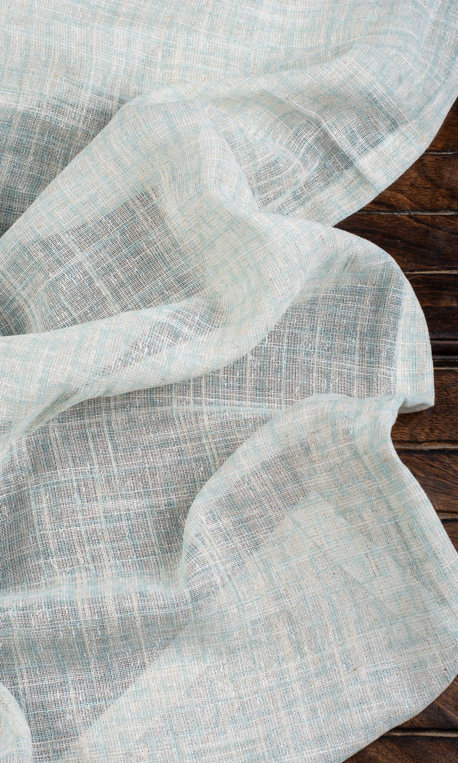 Sheer Linen Checked Roman Blinds (Light Blue) Extra Long Short Wide