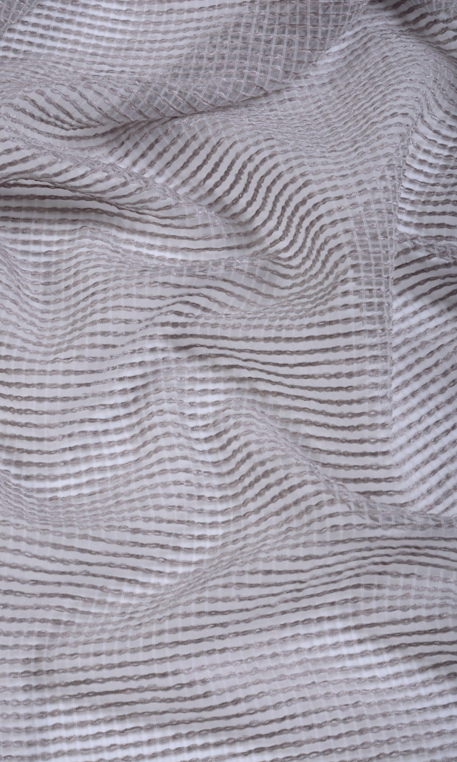 Check Weave Sheer Home Textile Fabric Material Sample (Grey)