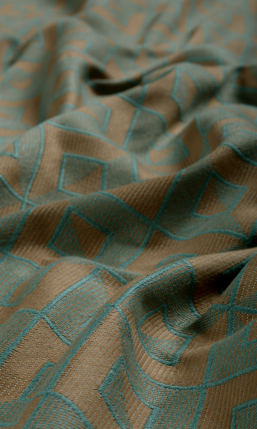 Argyle Patterned Fabric By the Metre for Roman Blinds & Shades (Turquoise Blue/ Brown)