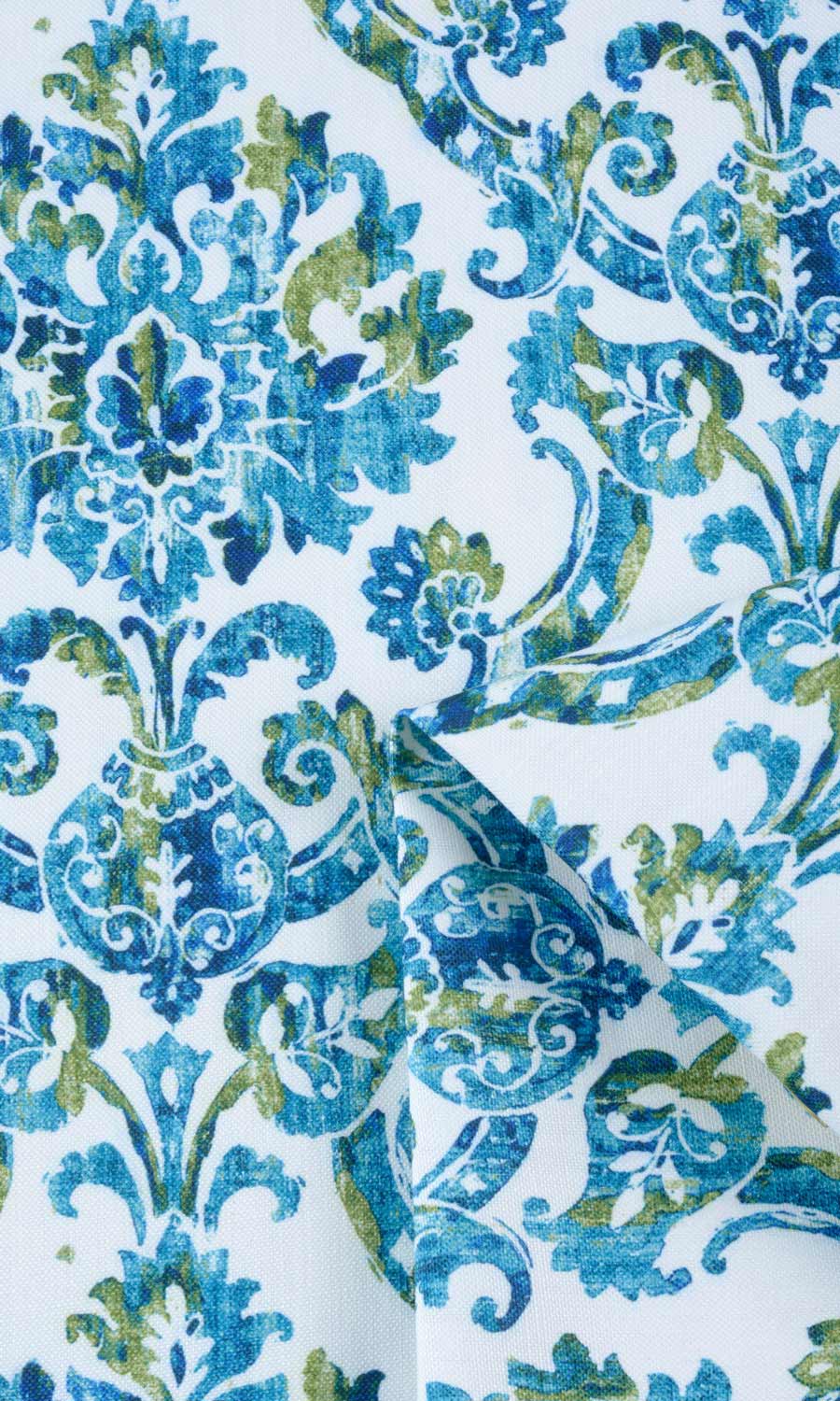 Damask Print Flat, Plain, Fake, Faux, European Relaxed Roman Blinds (Blue/ Green)