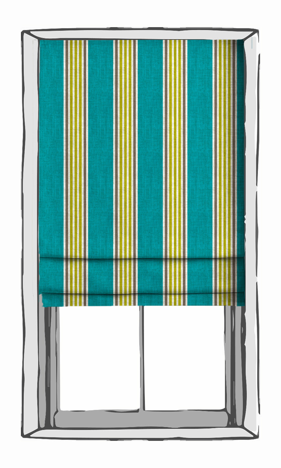 Modern Striped Window Treatments Fabric By the Metre (Blue/ Green)