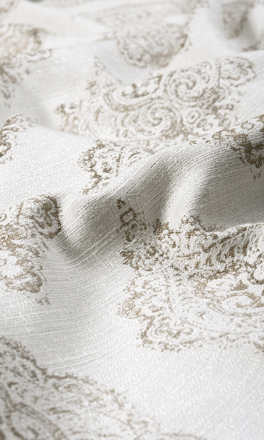 Damask Poly-Cotton Fabric Material By the Metre (Cream/ Pale Beige)
