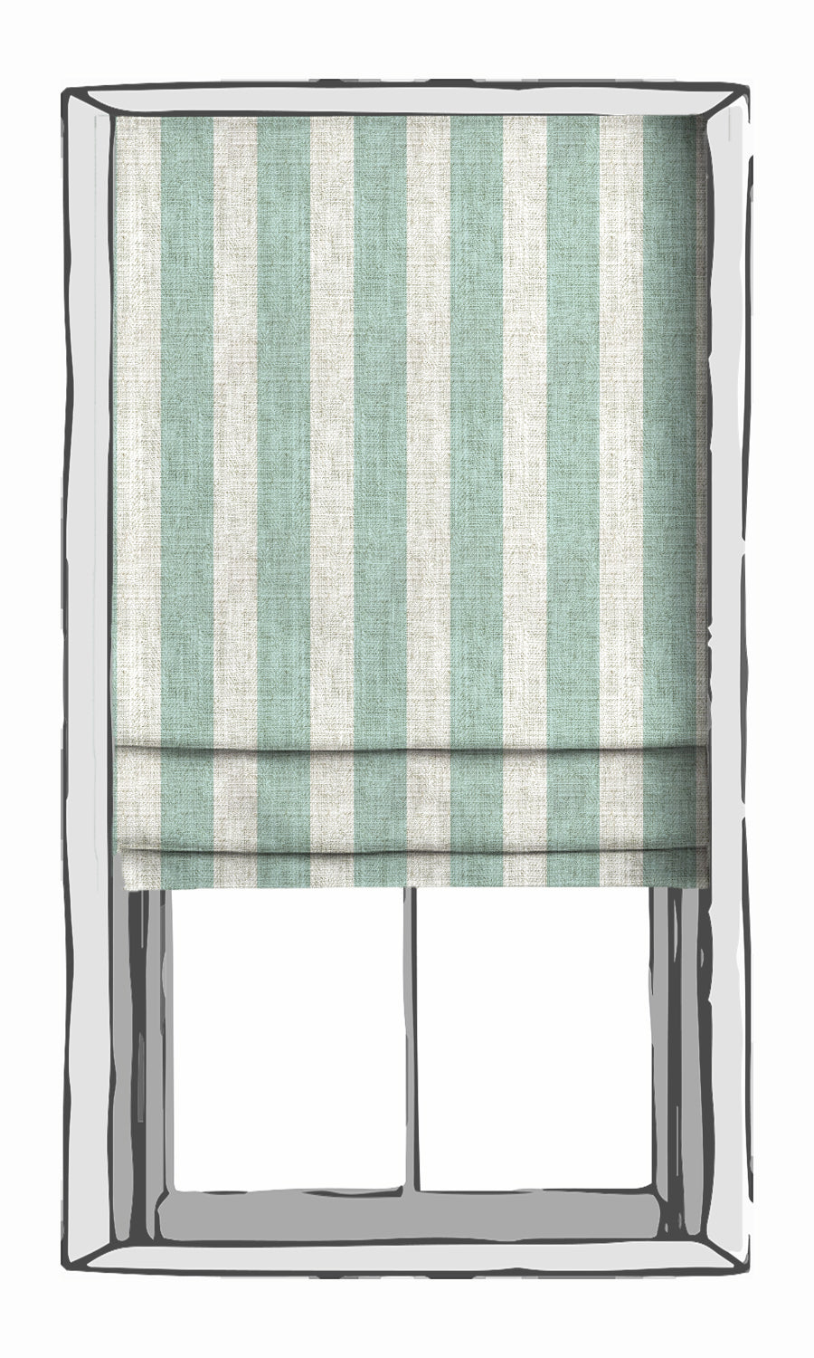 Striped Print Shades (Aqua Blue/ White) for Living, Bedroom, Kitchen, Bathroom