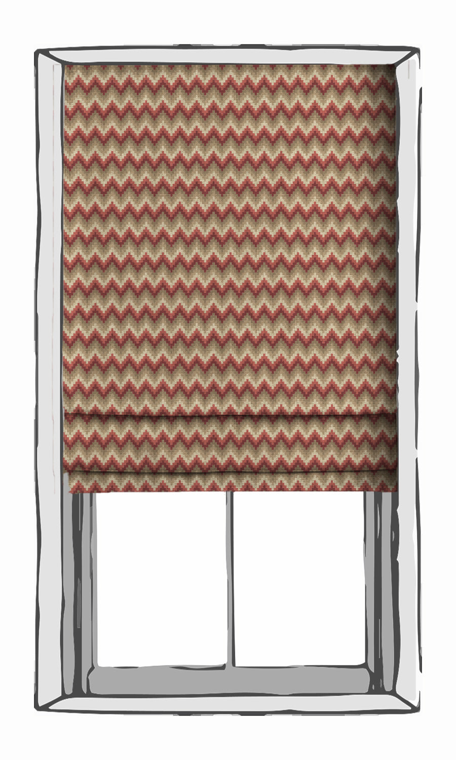Chevron Patterned Roman Blinds (Red & Brown) for Living, Bedroom, Kitchen, Bathroom