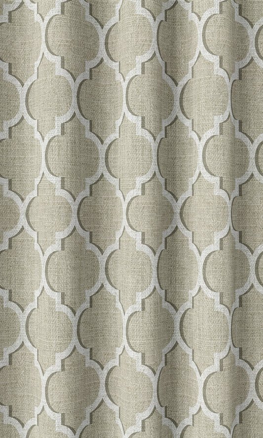 Trellis Tile Print Home Décor Fabric Sample (Beige/ White)