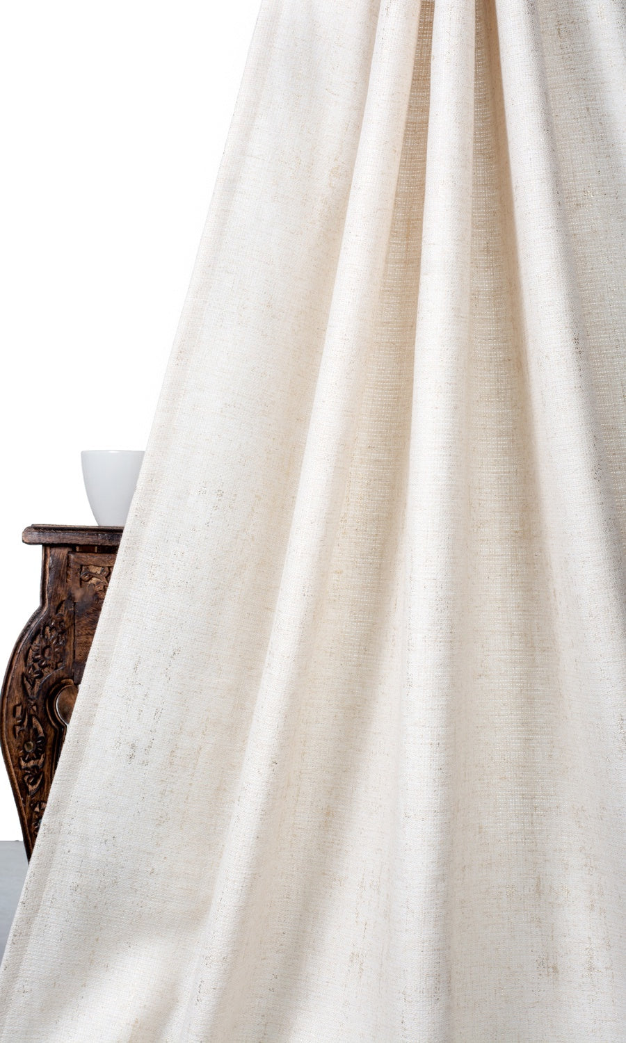 Metallic Accents Fabric Material By the Metre (Cream/ Golden)