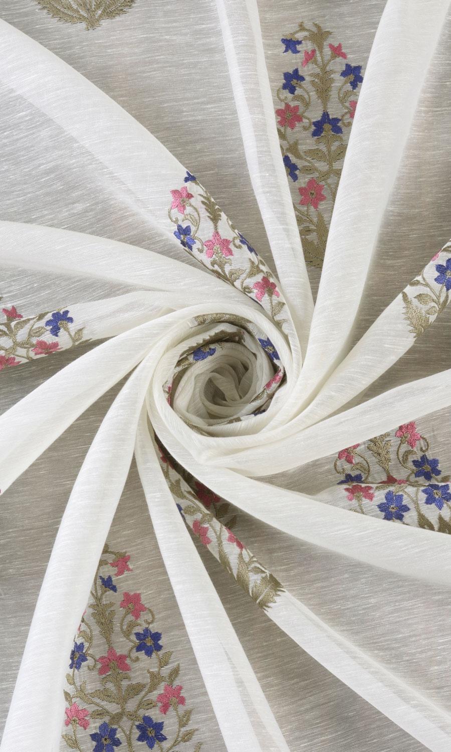 Sheer Floral Paisley Flat, Plain, Fake, Faux, European Relaxed Roman Blinds (Cream/ Pink/ Blue)