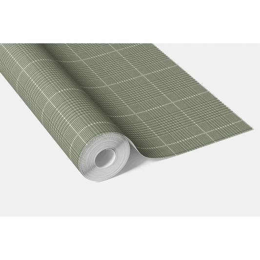 Plain/ Textured Check Traditional Wallpaper (Gray-Green)