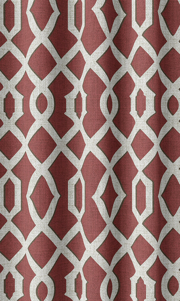 Trellis Patterned Home Textile Fabric Material By the Metre (Red)