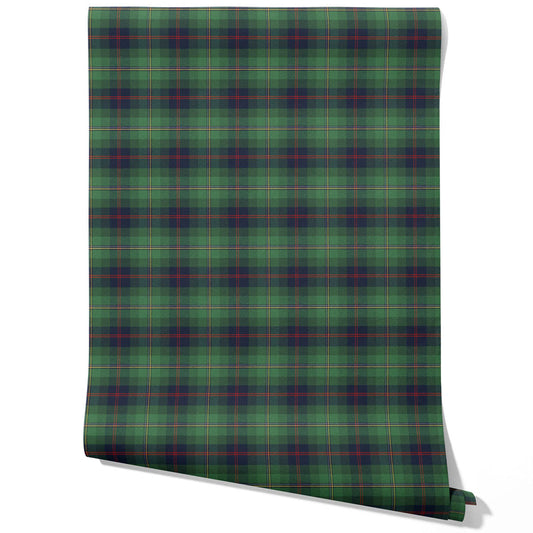 Geometric Plaid Checkered Traditional Wallpaper (Green/ Navy Blue/ Red/ Yellow)