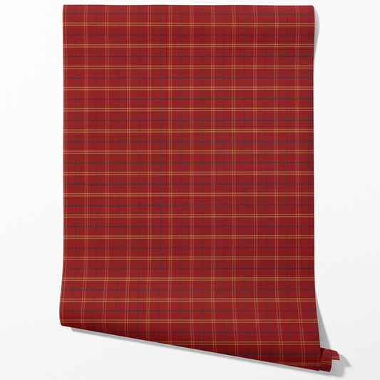Geometric Plaid Checkered Traditional Wallpaper (Red/ Yellow/ Blue)