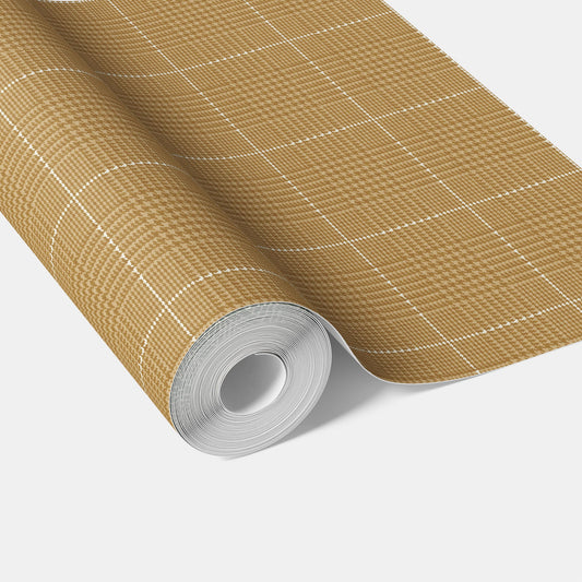 Plain/ Textured Check Traditional Wallpaper (Honey Yellow)