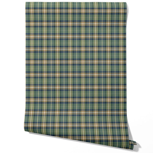 Geometric Plaid Checkered Traditional Wallpaper (Green/ Blue/ Beige/ Brown)