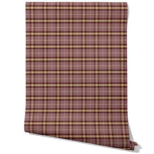 Geometric Plaid Checkered Traditional Wallpaper (Purple/ Mauve/ Pink/ Cream)