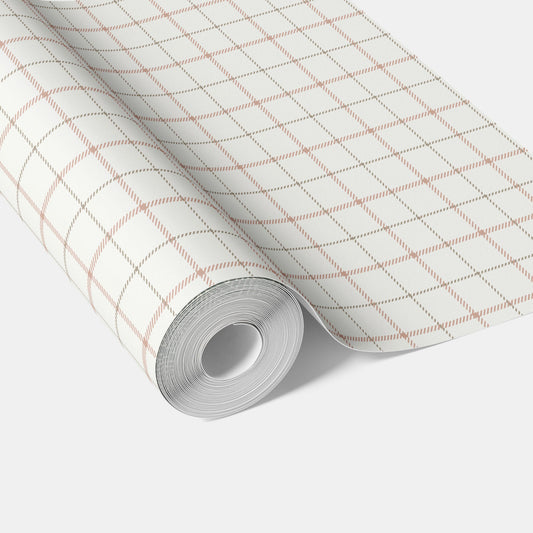 Windowpane Checkered/ Plaid Traditional Wallpaper (Pink/ White/ Taupe)