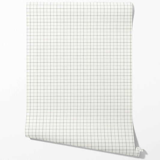 Windowpane Checkered/ Plaid Traditional Wallpaper Green/ White/ Taupe