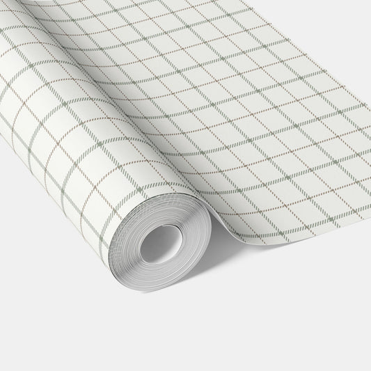 Windowpane Checkered/ Plaid Traditional Wallpaper Green/ White/ Taupe