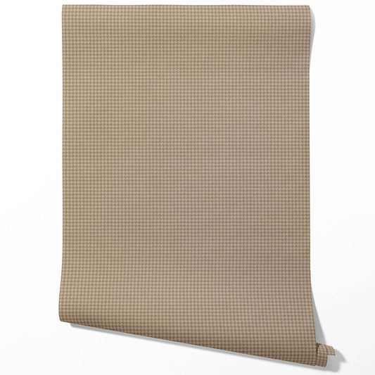 Neutral Plain/ Textured Houndstooth Traditional Wallpaper (Coffee Brown)