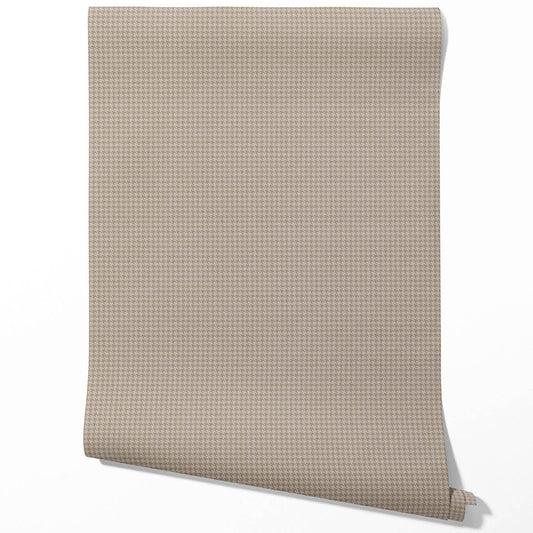 Neutral Plain/ Textured Houndstooth Traditional Wallpaper (Beige/ Warm Gray/ Taupe)
