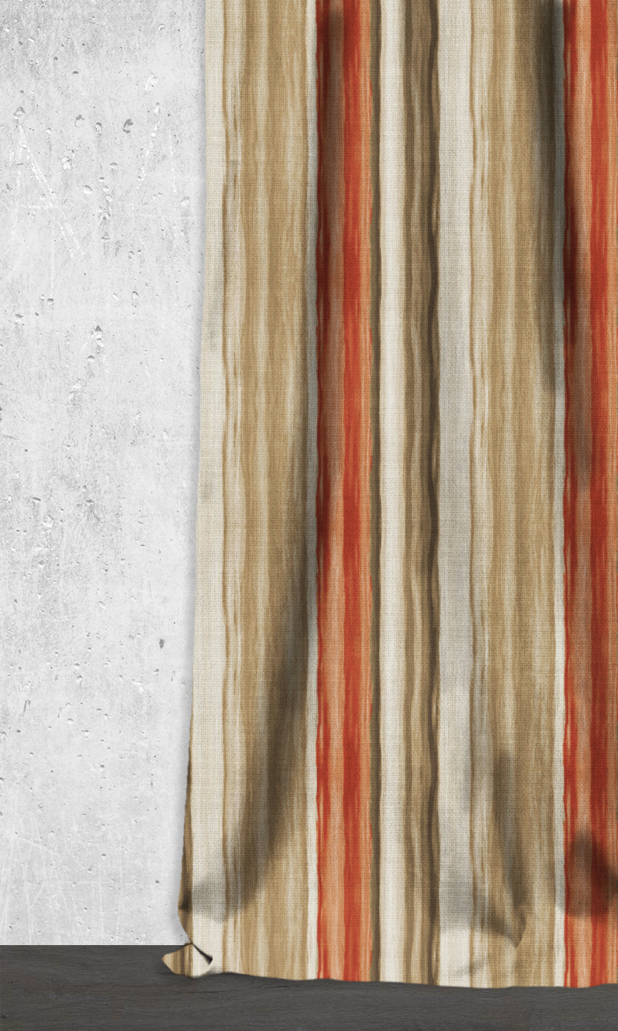 Watercolor Effect Striped Window Treatments Fabric By the Metre (Red/ Brown)
