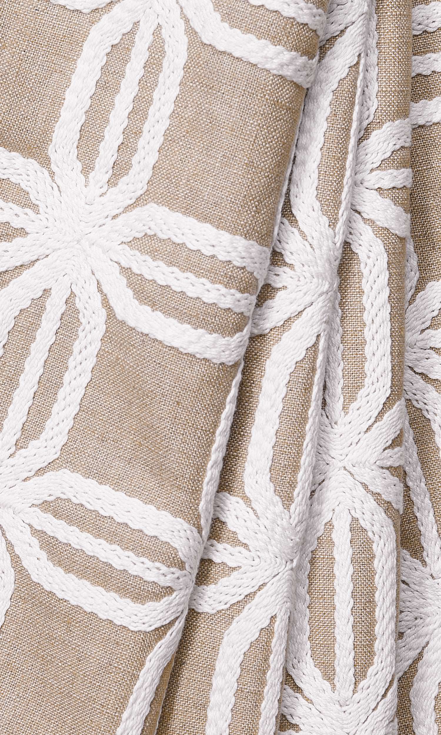 Geometric Cotton-Linen Blinds (Beige/ White) for Living, Bedroom, Kitchen, Bathroom