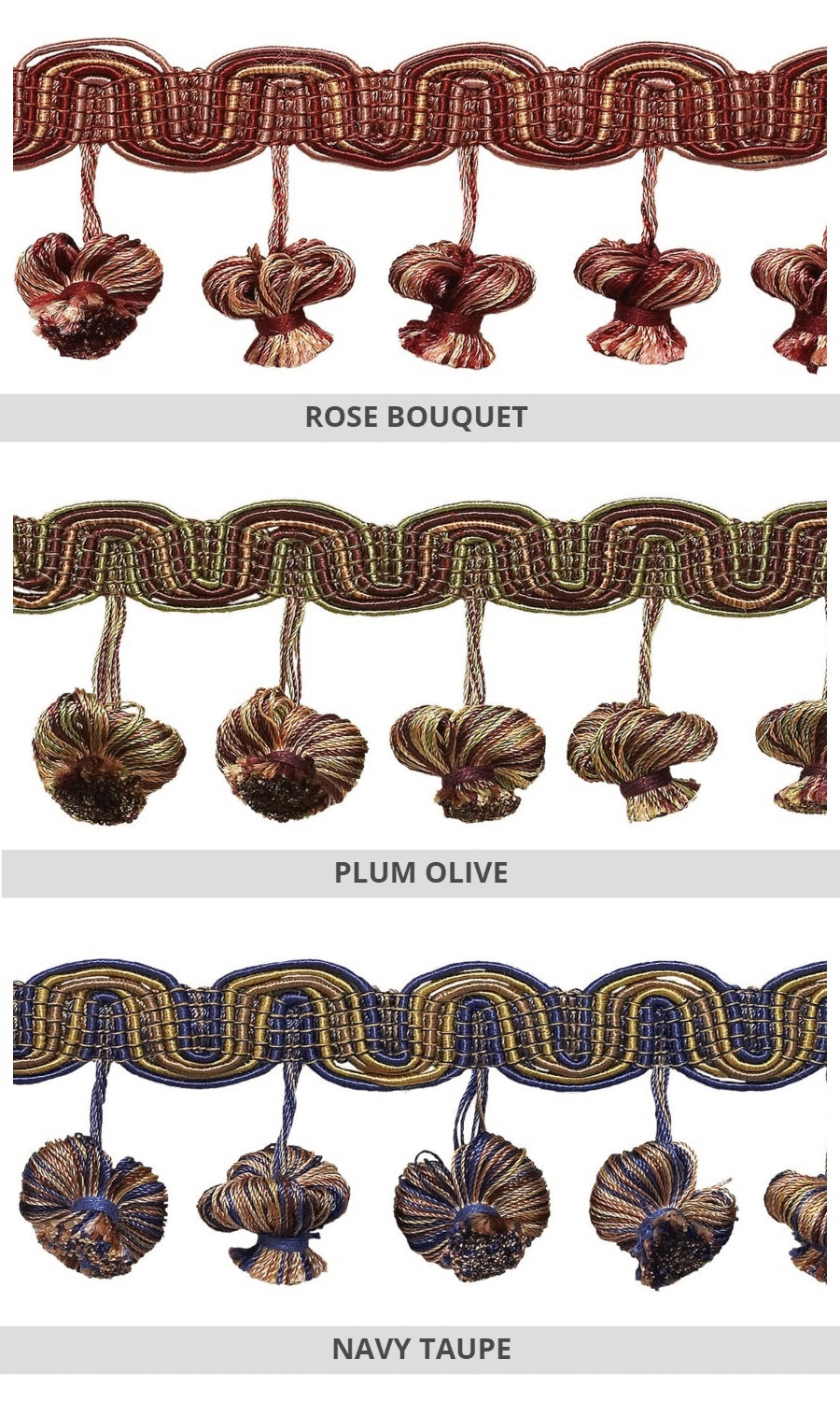 Colourful tassel trims