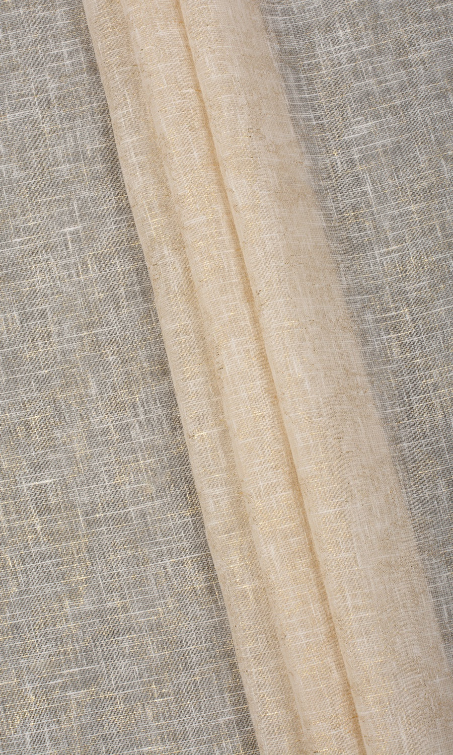 Metallic Accents Sheer Fabric Material By the Metre (Beige)