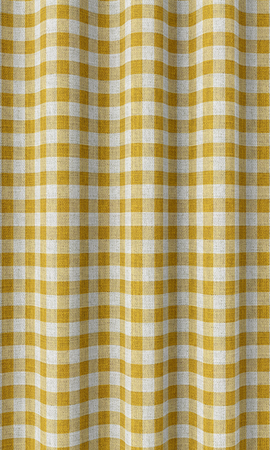 Checked Home Décor Fabric Sample (Deep Yellow/ White)