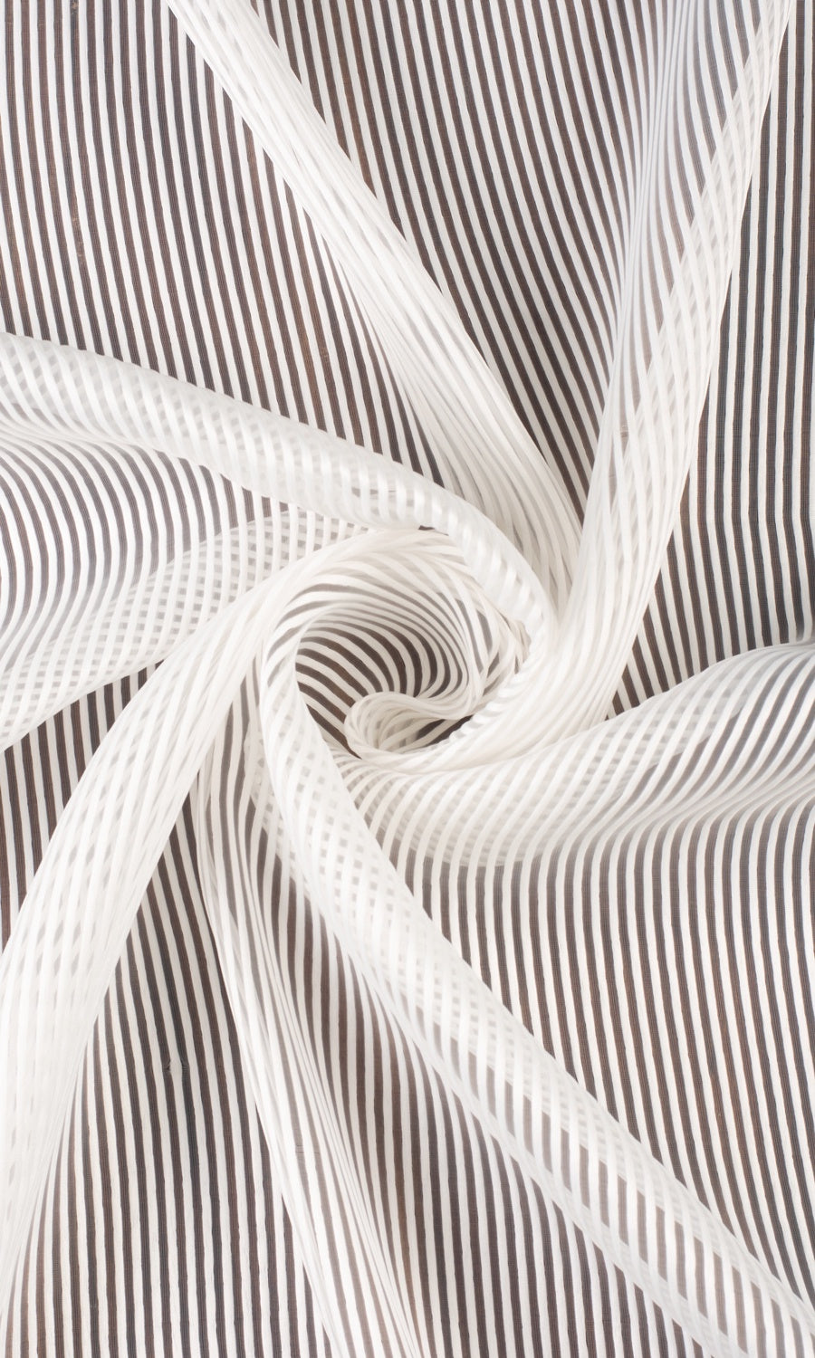 Striped Sheer Fabric Material By the Metre (White)
