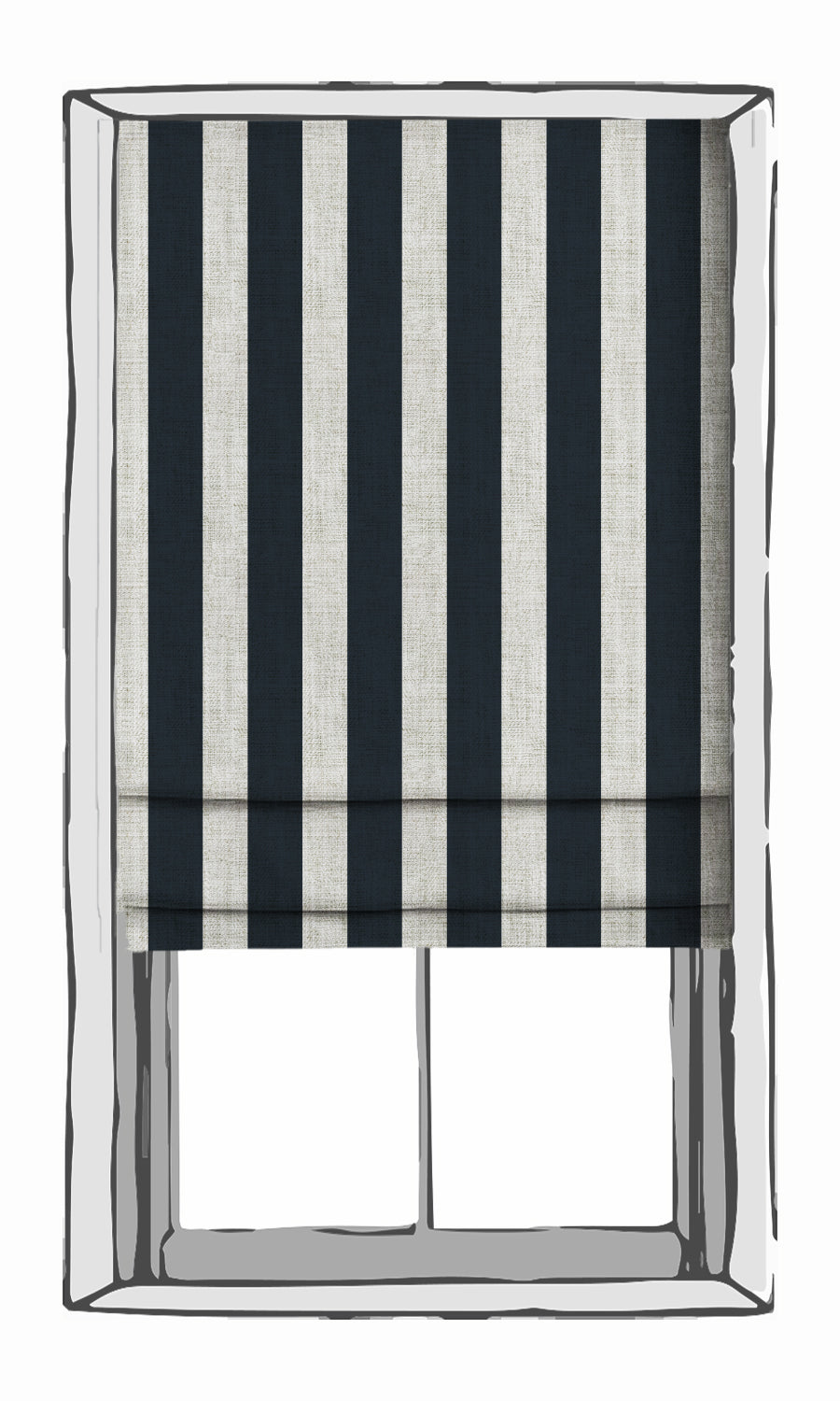 Striped Print Blinds (Blue/ White) Extra Long Short Wide