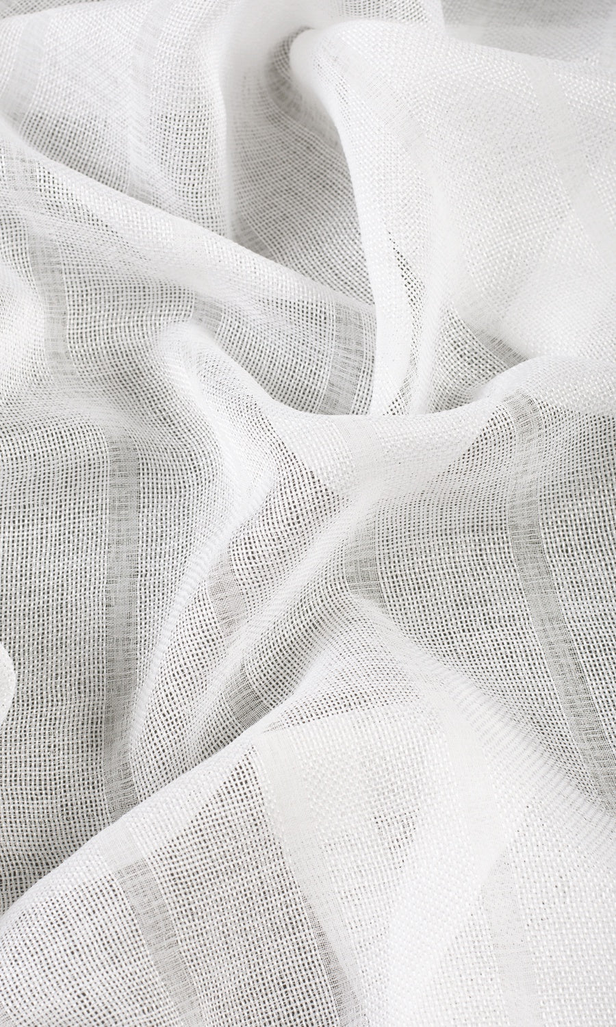 Textured Striped Sheer Fabric By the Metre for Roman Blinds & Shades (White)