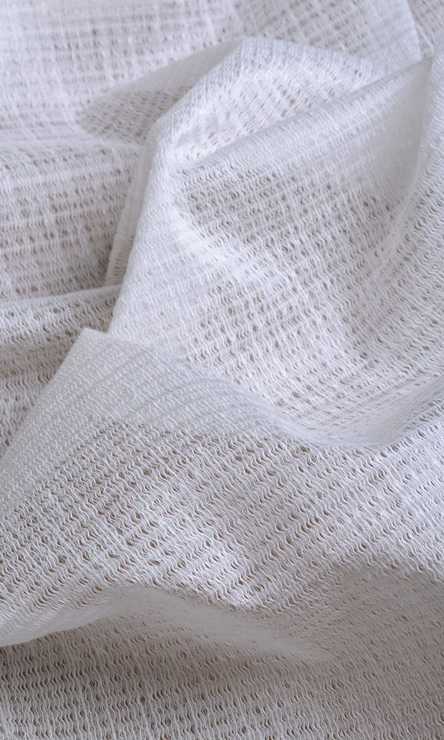 Cotton Blend Check Sheer Free Fabric Material Sample (Milky White)